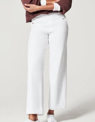 SPANX Bright White Stretch Twill Cropped Wide Leg Pants
