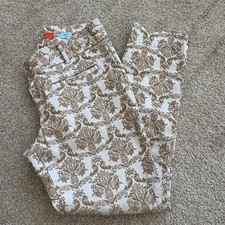 Cartonnier Charlie Ankle Anthropologie Pants Womens 4 Beige Brown Damask Pattern