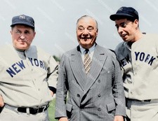 HF135 Joe McCarthy Jacob Ruppert Joe DiMaggio NY Yank 8x10 16x20 Colorized Photo