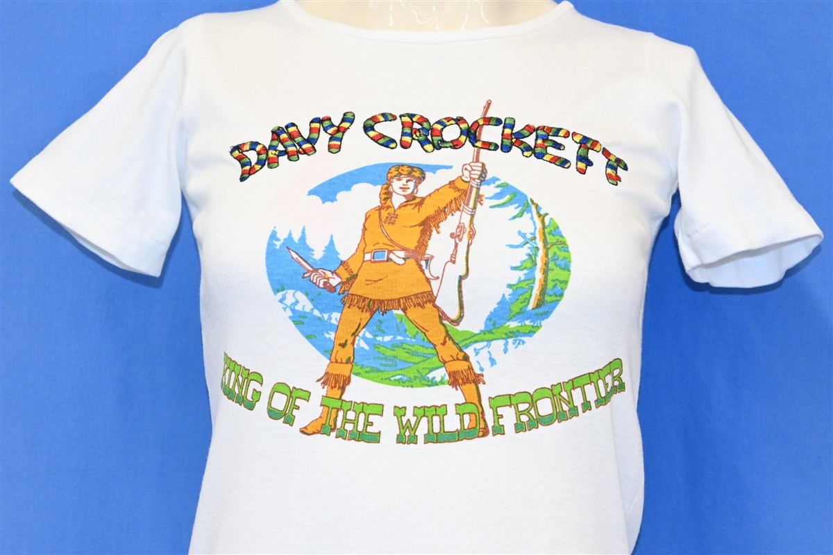 vtg 70s DAVY CROCKETT KING OF THE WILD FRONTIER EMBROIDERED t 
