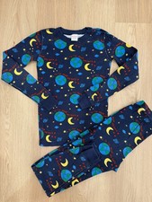 Hanna Andersson Boys Long John Pajamas Sz 150 US 12  EUC  TO MOON  BACK