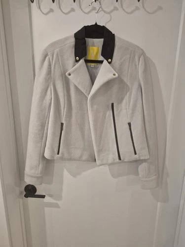 Vaute Courture Light Gray Vegan Felt Moto Jacket Large - product listing photo