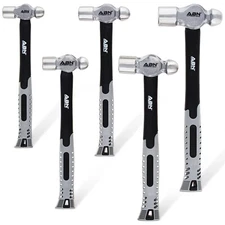 ABN Ball Pein Hammer 5pc Set 8 to 32 oz Ounce Fiberglass for Metal Rivet Chisel