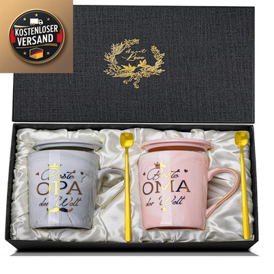 Geschenkset für Oma Opa 400 ml Tassen Text Best Oma Opa Welt