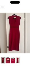 Michael Michael Kors Red Sheath Midi Dress V-Neck Sleeveless Knit Stretch XS