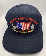Vintage 90s Newport News Shipbuilding SnapBack Hat New Era Dupont USA Cap *READ*