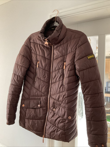 BARBOUR INTERNATIONAL WOMENS AUTOCROSS QUILT JACKET COCOA SIZE 12 FITS LIKE A 10 - Picture 1 of 19