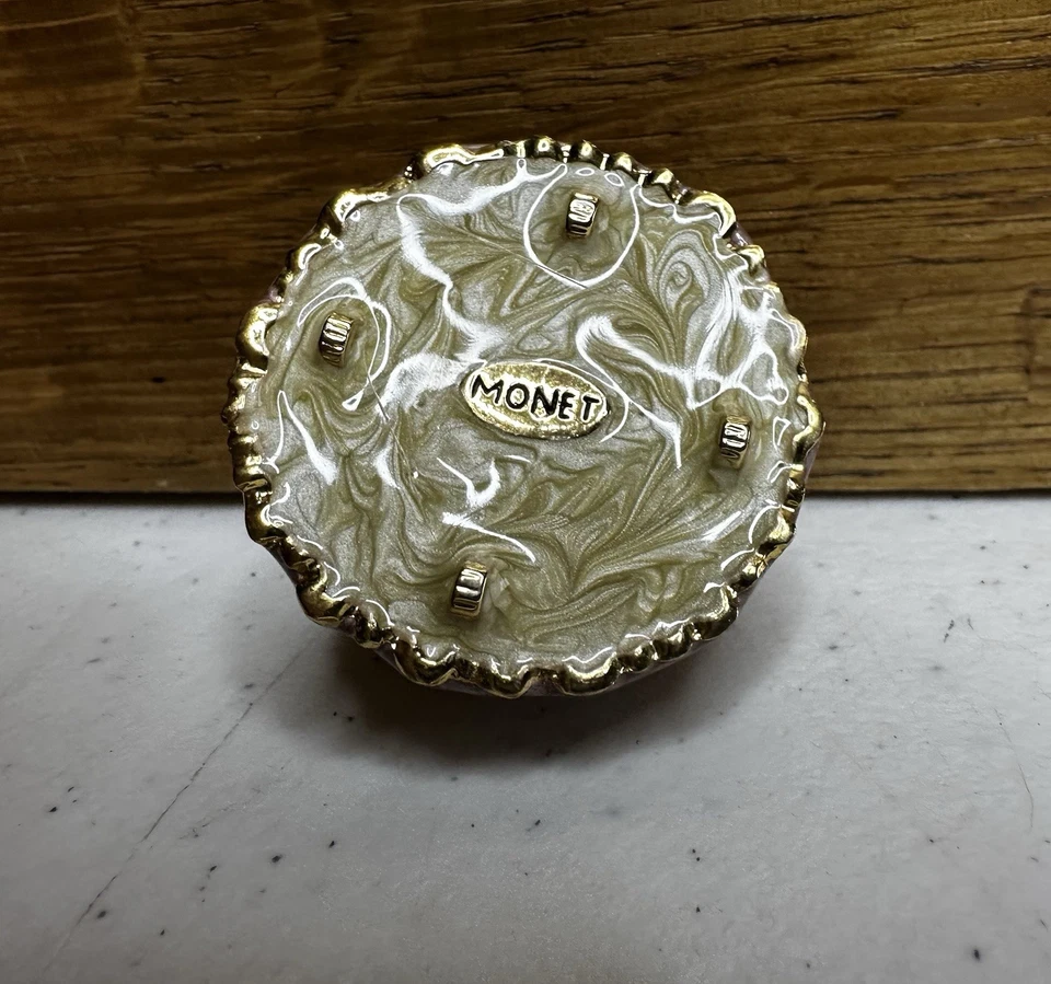 Monet "Tea For Two" or "Tea Party" Enamel Trinket/Pill Box. - Image 4 of 4