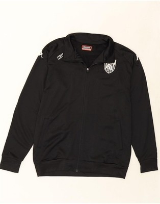 KAPPA Mens Graphic Tracksuit Top Jacket XL Black Polyester JZ02