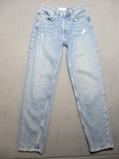 We The Free People Jeans Women 27X27.5 Blue Denim Distressed Mid Rise Light Wash