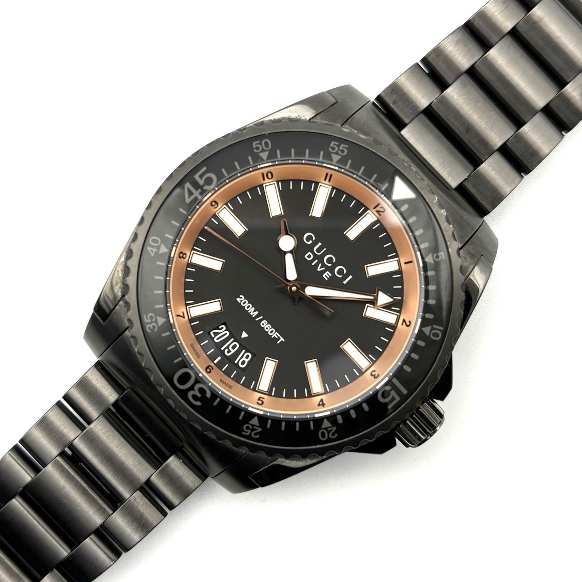 GUCCI Quartz Analog Watch 136.2 Dive Black Stainless Steel GUCCI Quartz Analog Watch 136.2 Dive Black Stainless Steel