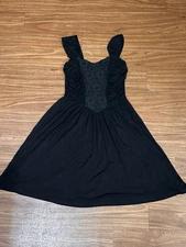 Soprano Black Mini Dress Lace corset ruched size Small Sleeveless A-Line Gothic