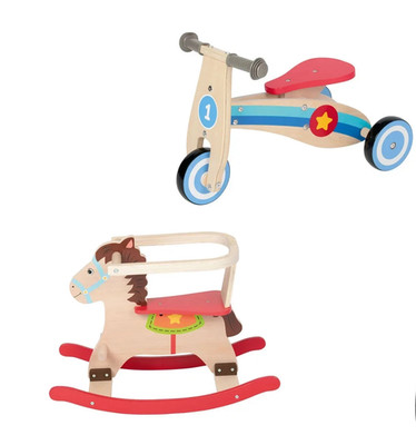 Playtive Holz Aktiv-Spielzeuge Schaukelpferd Rutschrad Lauflernwagen Echtholz