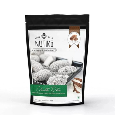 Nutiko Coconut Coated Chocolate Dates with Almond 300g Free Shipping World Wide