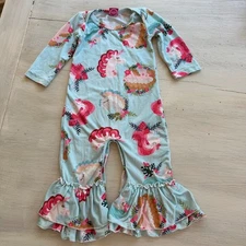 Isla Grace Baby Girls Unicorn Ruffle Bell Bottom Romper Jumpsuit 6 9 Months