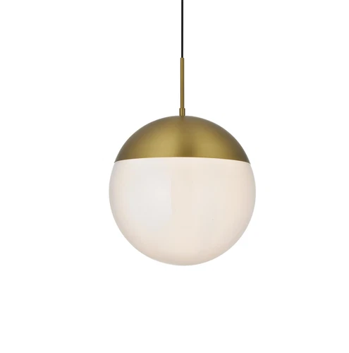 Living District Eclipse 14" Pendant Frosted White Shade In Satin Gold - Picture 3 of 10