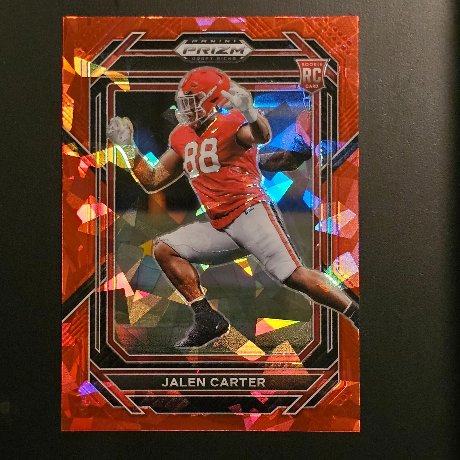 2023 Prizm Draft Picks Football Red Cracked Ice Jalen Carter RC #163 Eagles