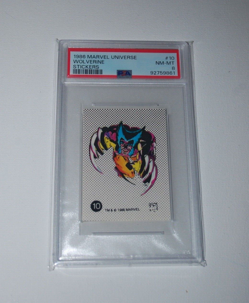 1986 Marvel Universe Stickers #10 Wolverine-PSA 8 X-Men