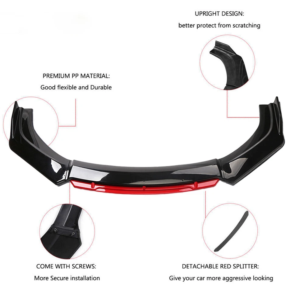 For Volkswagen VW Golf GTI MK5 MK6 MK7 MK7.5 Front Bumper Lip Splitter Spoiler - Image 2 of 4