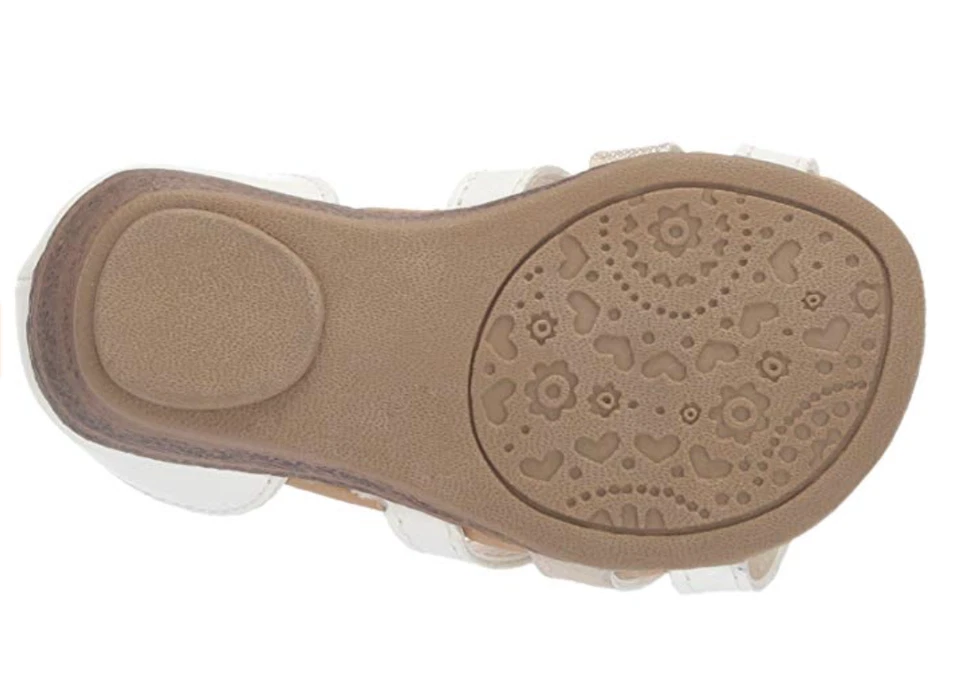 Sandalia bebé ciervo niñas 01-6457 niño pequeño 7 cuñas blanco roto correa al tobillo flor Foto 4 de 4