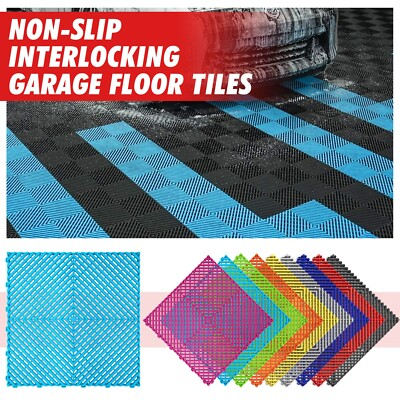 #ad 15.7#x27;#x27; x 15.7#x27;#x27; Interlocking Garage Floor Tiles 25 50Pcs Vented Water Drainage $79.00