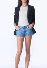 Veronica Beard Size 25 Debbie Frayed Wash Pipeline Shorts Distressed Side Slit