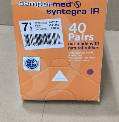 Sempermed Syntegra IR Polyisoprene Surgical Gloves Sterile Size 7 1/2, 40/pairs