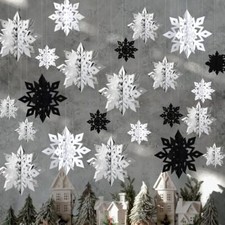 Christmas Snowflake Decorations IndoorPCS 3D Paper 24 Blackwhitesilver