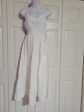 Women's cami midi dress with tiered skirt in white Size US 2 NWT