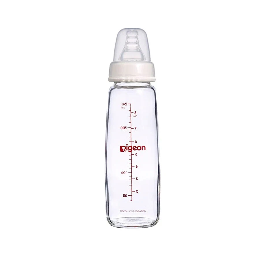 Pigeon Slim Neck Peristaltic 240mL Baby Glass Feeding Bottle Infant 4m+ Clear - image 2 of 4
