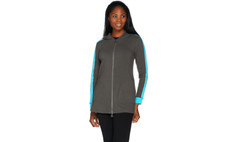 Linea Womens Medium Gray Aqua Active Knit Zipper Hoodie Jacket New