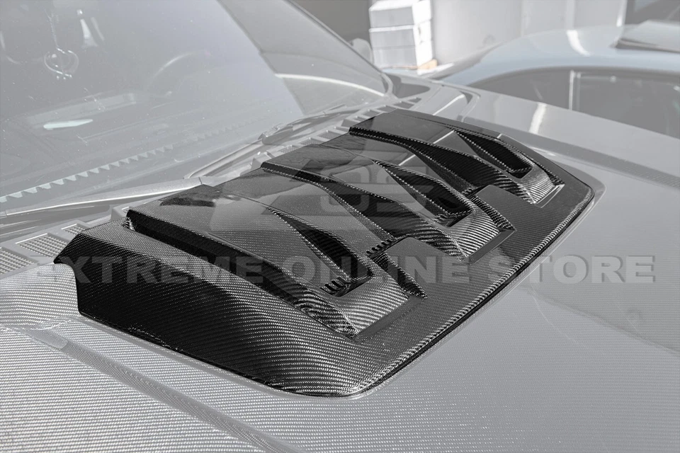 Para Ford F-150 Raptor 21-Up | Cubierta de ventilación del capó delantero de fibra de carbono estilo de fábrica Foto 2 de 4