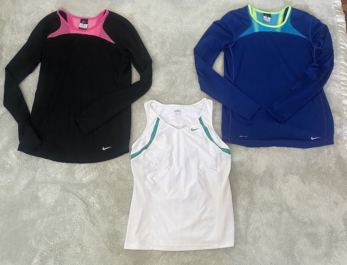 Lote de 3 camisetas sin mangas Nike DRI-FIT para mujer pequeñas 2 ventiladas manga larga