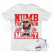 White NUMB T Shirt for J1 12 Twist University Red Metallic White 1 4 11 