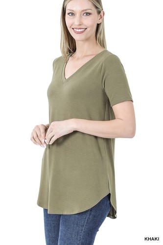 Plus/Reg Zenana Everyday Basic v neck relaxed t shirt tee top S M L XL 1X 2X 3X - Picture 7 of 20