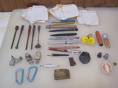 Large Vintage Junk Drawer Pens Tools Toys, Advertising B7964