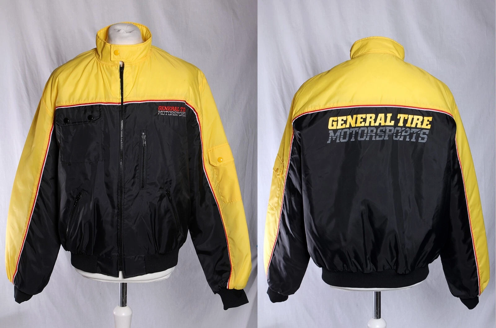 Vintage Motorsports General Tire Jacket Car Coat USA Yellow Black Men's XL VGC!