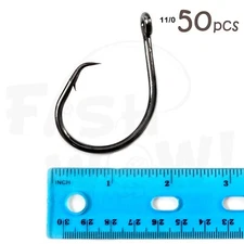 Fish WOW! 50pcs Size 11/0 Fishing 4x strong offset circle hook Short Shark sharp