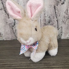 Hug Fun Tan7" Bunny Rabbit Easter Plush Stuffed Animal Spring Sparkle Ears Bow