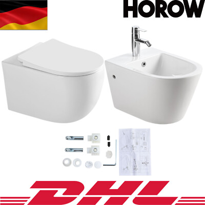 Toilette Wand Hänge WC Keramik WC-Sitz Spülrandlo Softclose/Bidet Hänge-Bidet