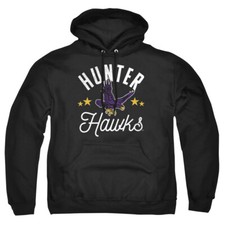 Hunter College Adult Pullover Hoodie Hawks, Black, S-3XL