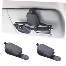Yuoyar Sunglass Holder for Car, Magnetic Leather Sunglasses Holder and Black