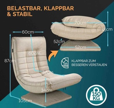 Casaria Relaxsessel Aberdeen 60x57x87cm creme Sessel Relaxen Möbel Wohnen modern