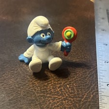 Vtg 1980s Smurf PVC Figure Schleich Baby Smurf