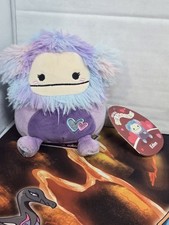 Squishmallows Valentines Eden The Bigfoot Hearts Purple Plush Stuffed Toy 5" EUC