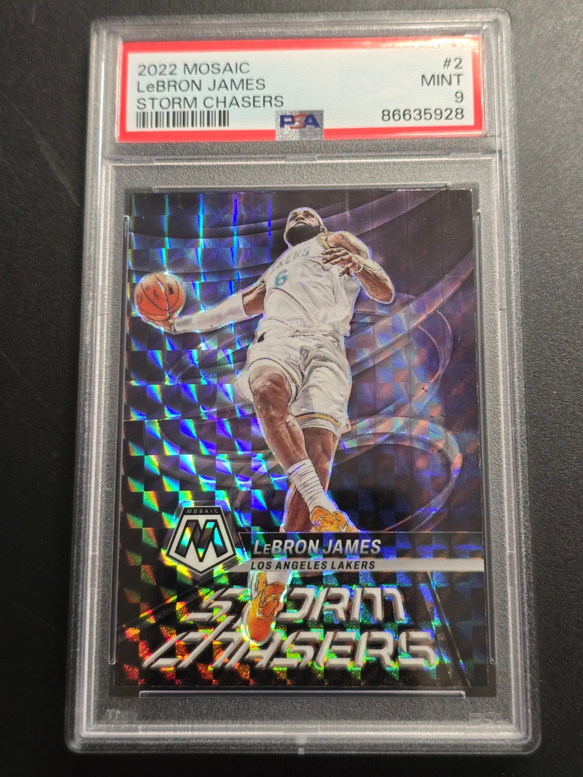 2022 Prizm Mosaic #2 LeBron James Storm Chasers PSA 9