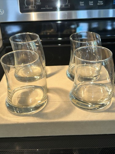 Libbey BRAVURA 4" Double Old Fashion Rocks Glasses Clear Curved Shaped Set of 4 - Picture 4 of 4