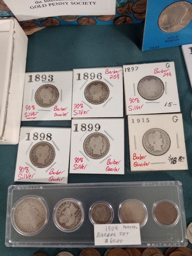 Huge Coin & Currency Lot .Gold, Silver,Barber, Errors,Wheat,OBW Rolls, Franklin - Picture 7 of 24