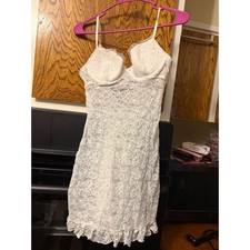 Victorias Secret The Lacie White Lace Underwire Slip Dress Ruffle Back Large