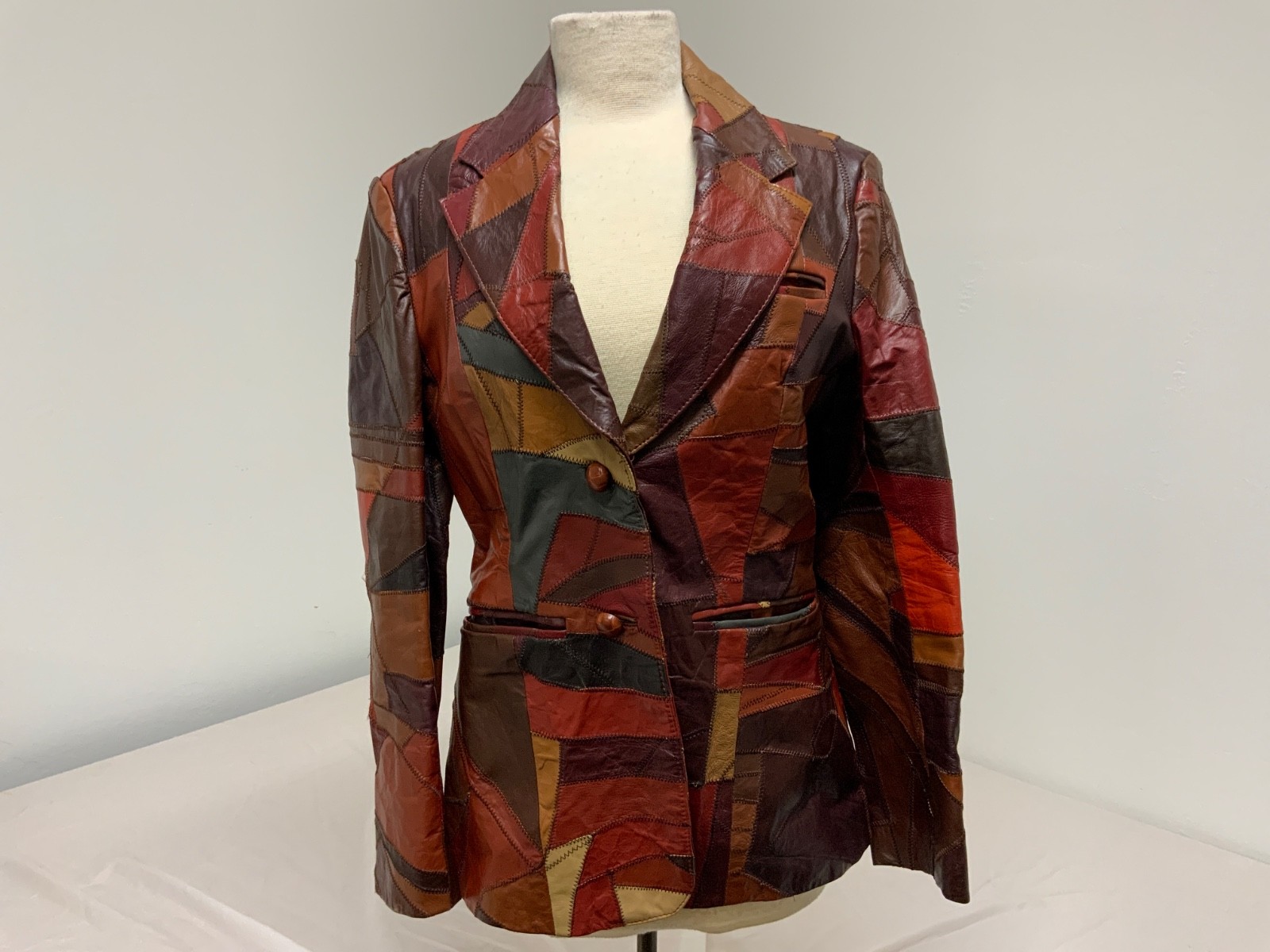 1970’s Genuine Leather, Patchwork Jacket,Brown, S… - image 1